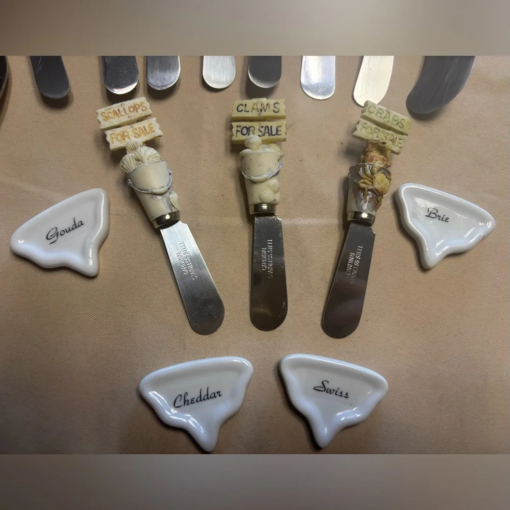 Mixed Lot of 16‎ Cheese Knife Spreaders Butter Jelly Jam Utensils Charcuterie